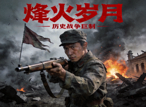 历史战争剧《烽火岁月》海报，战争场面与士兵形象